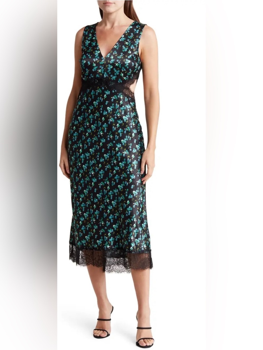 Rails Pandora Floral Sleeveless Satin
Lace Trim Dress Size Small